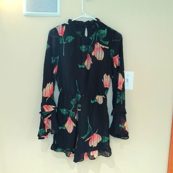 Floral Black Romper - Picture 1 of 4